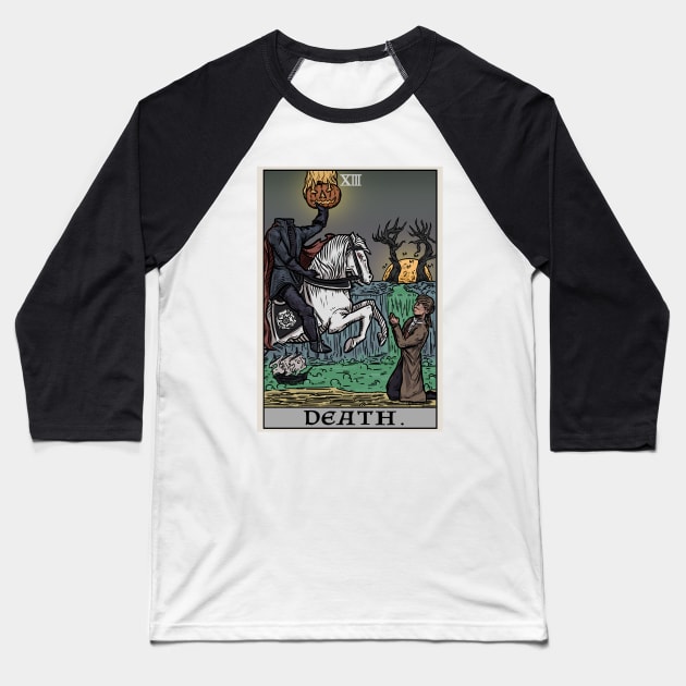 Death Tarot Card The Legend of Sleepy Hollow Headless Horseman Baseball T-Shirt by TheGhoulishGarb